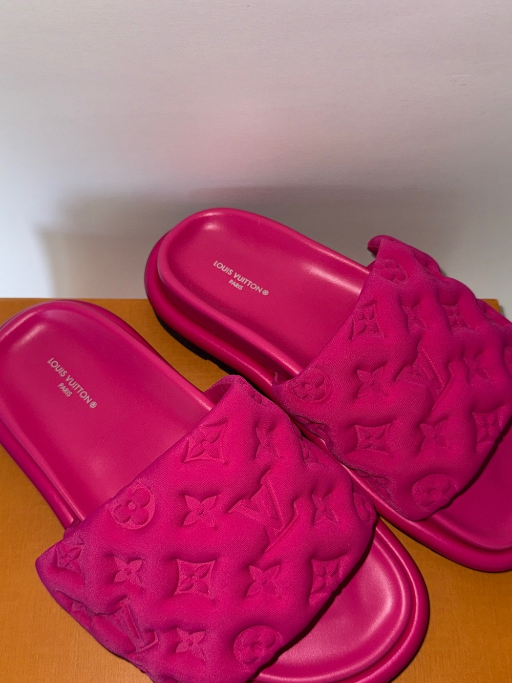 Louis Vuitton Women’s Fuchsia Monogram Quilted Slide Sandals - Picture 2 of 8